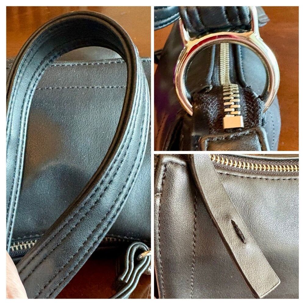 NINE WEST - Vintage-Style Shoulder Bag in Black Faux Leather. Perfect Condition - Picture 13 of 15